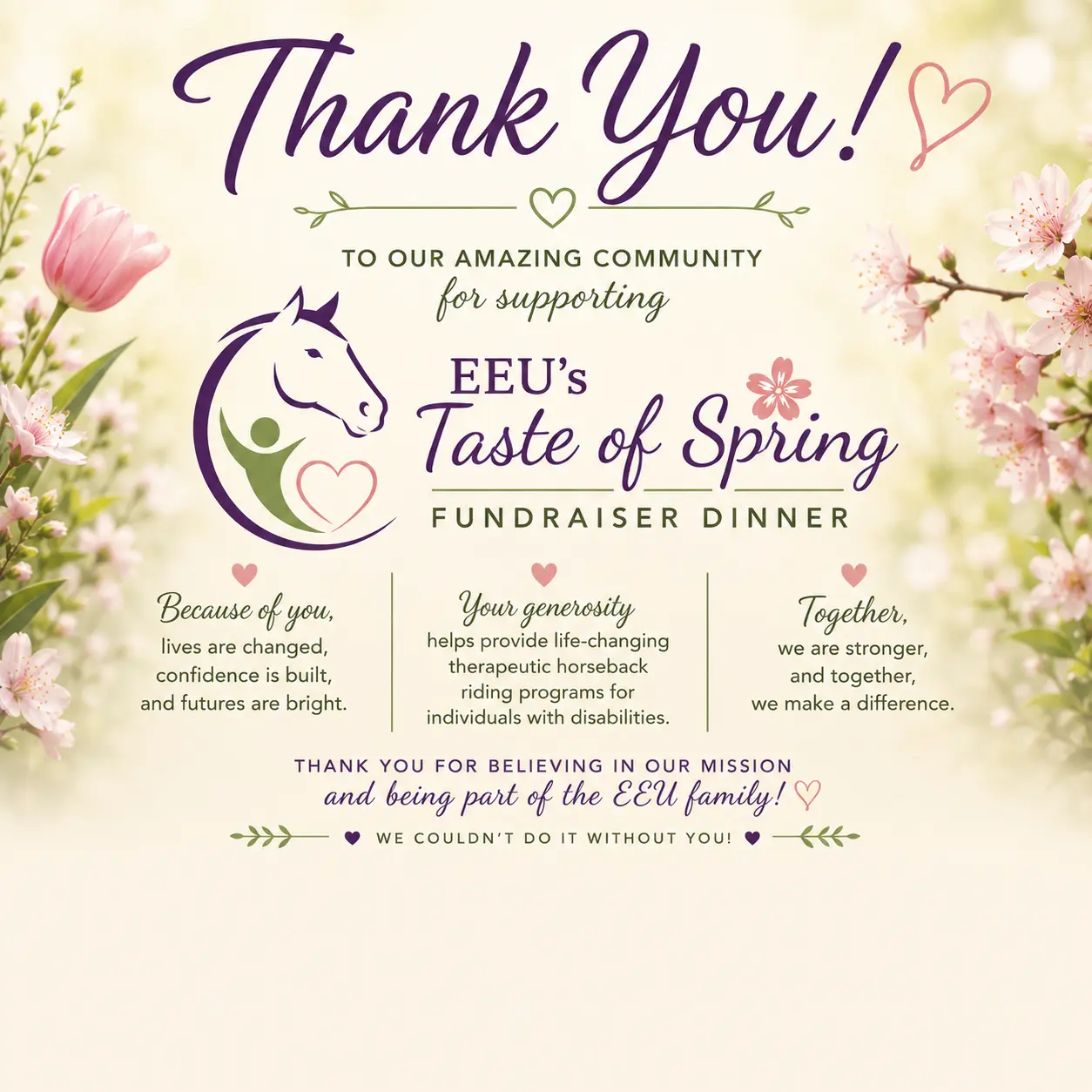Thank you for supporting the EEU Spring Fundraiser Dinner celebrating Year of the Horse