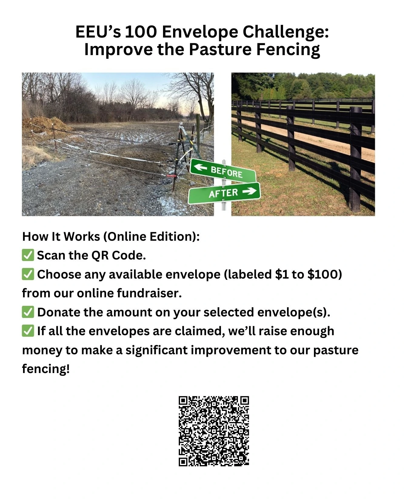 Help Us Improve The PASTURE FENCING To Keep Our HORSES Safe!